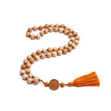 Sikh prayer beads mala on white background, spiritual symbolism