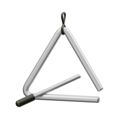 Stylized Metallic Triangle Instrument with Striker in 3D Illustration

