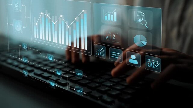 Data flow from database and cloud to processing and analytics dashboards, representing data analysis, automation, insight generation, and digital intelligence Marrow