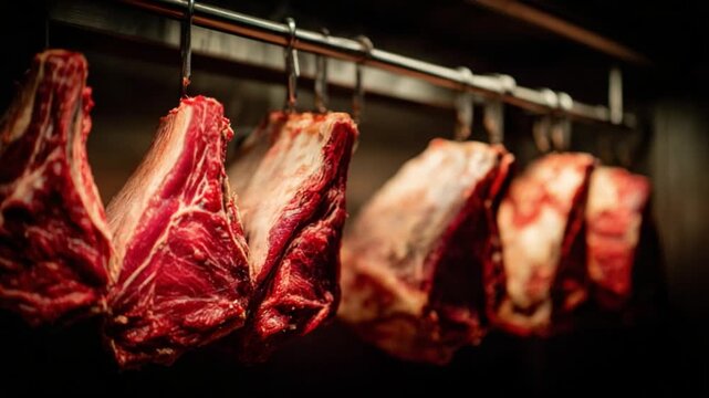 Culinary Cuts: A close-up view of raw meat cuts, meticulously arranged, captures the essence of high-quality ingredients and the art of gastronomy.
