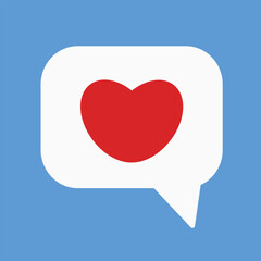 Red heart in speech bubble. Symbolizing Empathy. Emotional Support, Mental Health. 