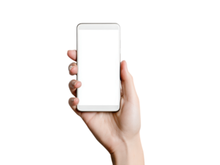 Hand holding white smartphone isolated on black background image, Isolated, Png Transparent Background