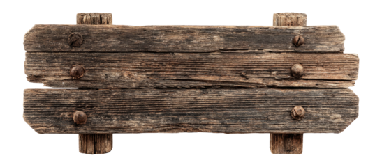Rustic Wooden Signboard Isolated on Transparent Background for Design Use