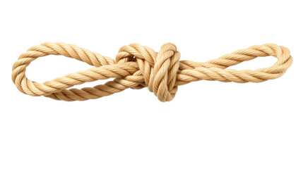 Tangled Rope Knot Isolated on Transparent or White Background, PNG