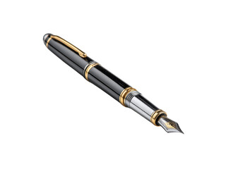 Naklejka premium Elegant black and gold fountain pen writing instrument image, Isolated, Png Transparent Background