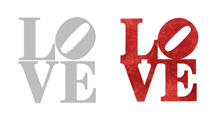 A modern 3D render of the word love in a bold font and a bright red color would make a great vector illustration or design element for business or as a sign