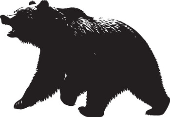 Silhouette of bear, walking bear, 