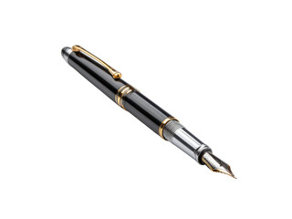 Naklejka premium Elegant black and gold fountain pen writing instrument image, Isolated, Png Transparent Background