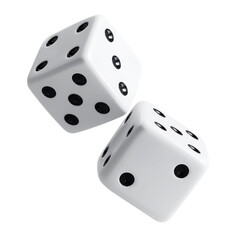 White Dice with Black Dots Suspended in Air
