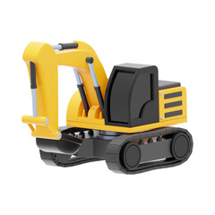 3D Excavator Icon with Yellow Arm and Black Tracks for Construction Themes

