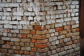 The brick wall of the old garage and barn.