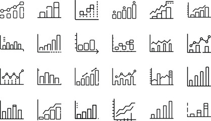 Bundle Minimal Line Icon Of A Bar Graph Eps 2