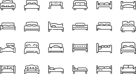 Bundle Minimal Line Icon Of A Bed Eps 3