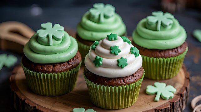 St patrick's day cupcakes shamrock cupcakes green frosting holiday desserts baking