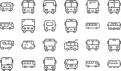 Bundle Minimal Line Icon Of A Bus Eps 7