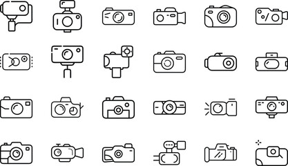 Bundle Minimal Line Icon Of A Camera Eps 8
