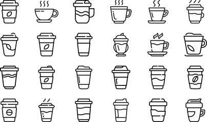Bundle Minimal Line Icon Of A Coffee Cup Eps 11