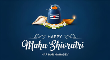 Indian Religious Festival Happy Maha Shivratri Greeting Background Template
