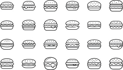 Bundle Minimal Line Icon Of A Hamburger Eps 20