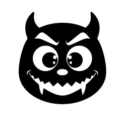 Cute Devil Pumpkin Face Illustration