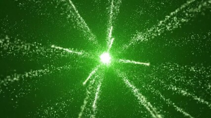 Emerald Radiance Green Laser Burst Exploding Into Particles Light Display Animation Sparkling Energy Trails Background - Powered by Adobe