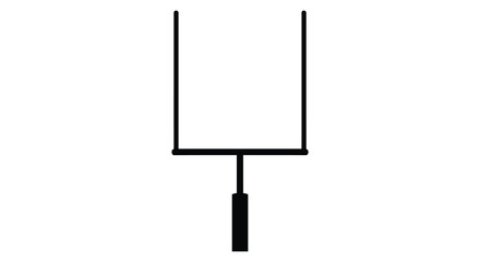 Simple black and white illustration of an american football goalpost on white © Jesmin