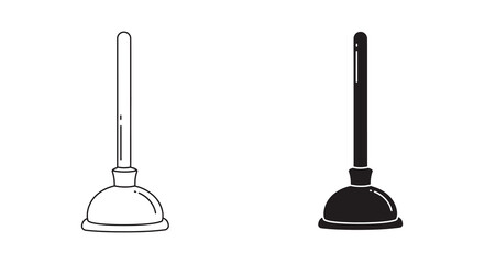 Naklejka premium Simple black and white illustration of two different plunger designs