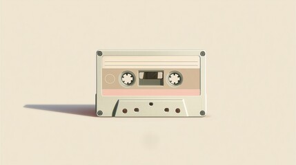 Fototapeta premium Pastel cassette tape minimal design with pastel cassette tape mood in pastel cassette tape setting, minimal pastel analog nostalgia, vintage cassette tape flatlay