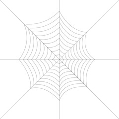 Minimal spider web outline with thin geometric lines on white background