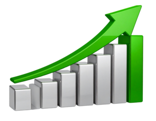 Minimalist Line Chart with Rising Trend, Simple Blue Financial Graph, Transparent Background