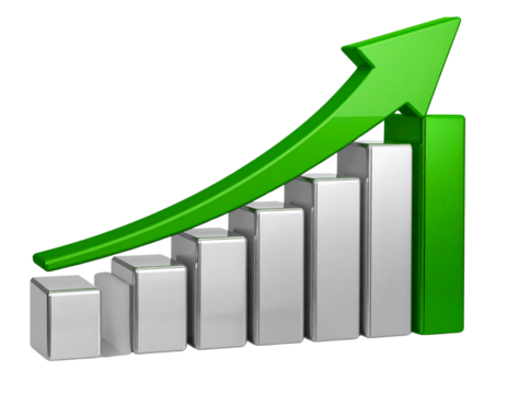 Minimalist Line Chart with Rising Trend, Simple Blue Financial Graph, Transparent Background