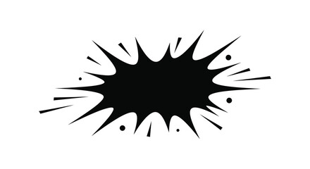 A dramatic black burst or explosion shape with sharp radiating edges