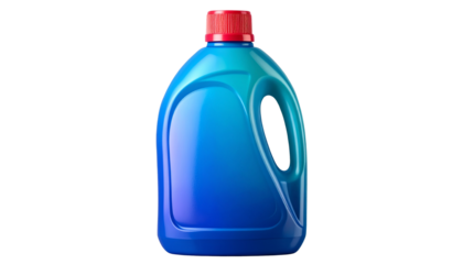 blue liquid detergent bottle with sleek design and bright label, isolated on transparent background PNG