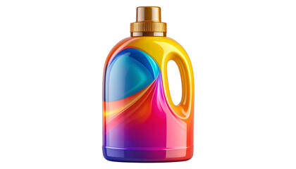Colorful liquid detergent bottle with sleek design and bright label, isolated on transparent background PNG