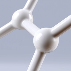 Close-up of abstract white molecular structure on light blue background