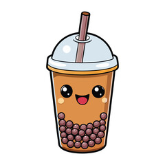 bubble tea with a cute face and a straw