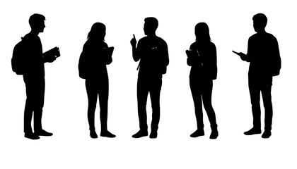 silhouettes of people working group of standing business people vector eps 10
