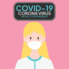 Coronavirus in China. Novel coronavirus (2019-nCoV), people in white medical face mask. Concept of coronavirus quarantine vector illustration. woman in white medical face mask.