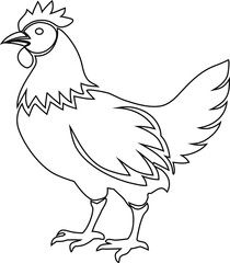 Outline hen vector icon, great for farm branding, agriculture packaging, poultry business identity, and organic food logos.