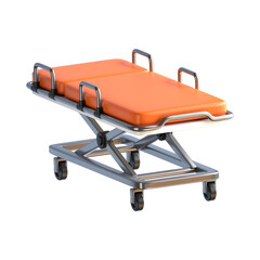 Medical Stretcher Illustration Featuring Emergency Patient Transport Equipment with Adjustable Frame and Cushioned Surface