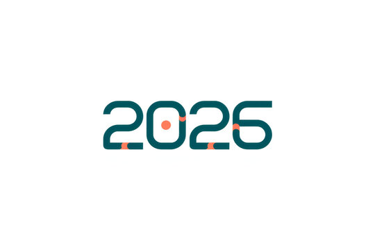 The logo for the year 2026 is blue and white