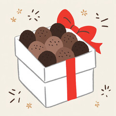 a gift box with a red ribbon opened to reveal delicious chocolates inside perfect for christmas and special occasions