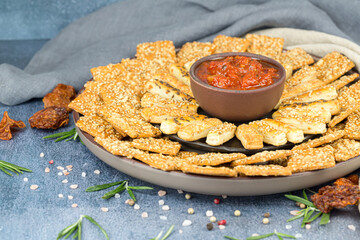 Bread sticks and crackers
