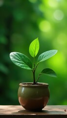 Green leafed plant thriving in ceramic pot, verdant setting, photography, vegetation, potted plant