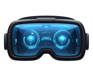 VR Shooting Game Interface with Floating Target Icons, isolated