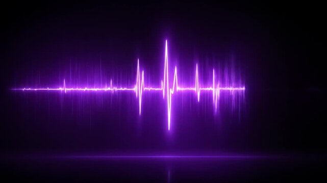 Neon purple waveform with spikes against a dark background with slight reflection