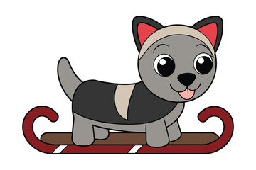 Cute Husky Dog on a Sled