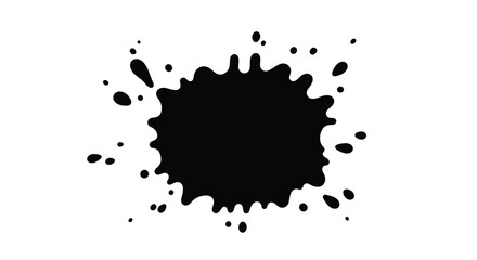 Black Ink Splatter Blob with Droplets