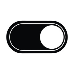 black and white icon of a button with a white circle