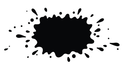 Black Ink Splatter Blob with Droplets.